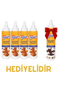 Topping Tatlı & Dekor Sosu 4 Adet Karamel Sos + 1 Çikolata Sosu Hediyeli
