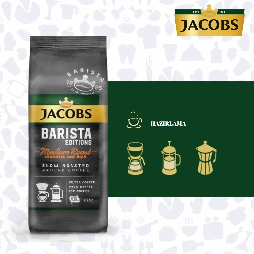 JACOBS BARİSTA MEDİUM FİLTRE KAHVE 225GR 1 ADET