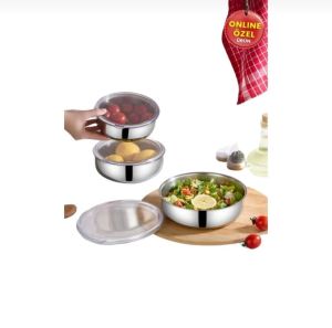 SHINE KITCHEN PASLANMAZ ÇELİK 3 LÜ SAKLAMA KABI