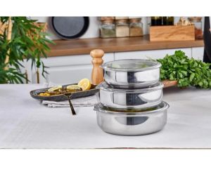 SHINE KITCHEN PASLANMAZ ÇELİK 3 LÜ SAKLAMA KABI