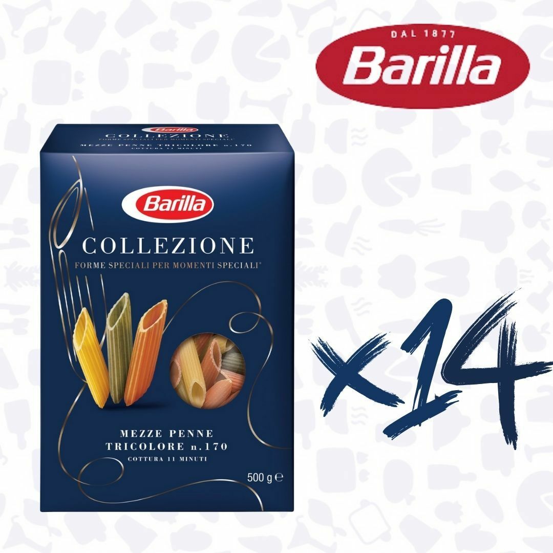 BARİLLA MEZZE PENNE TRICOLORE (Üç Renkli Kalem) 500GR*14ADET